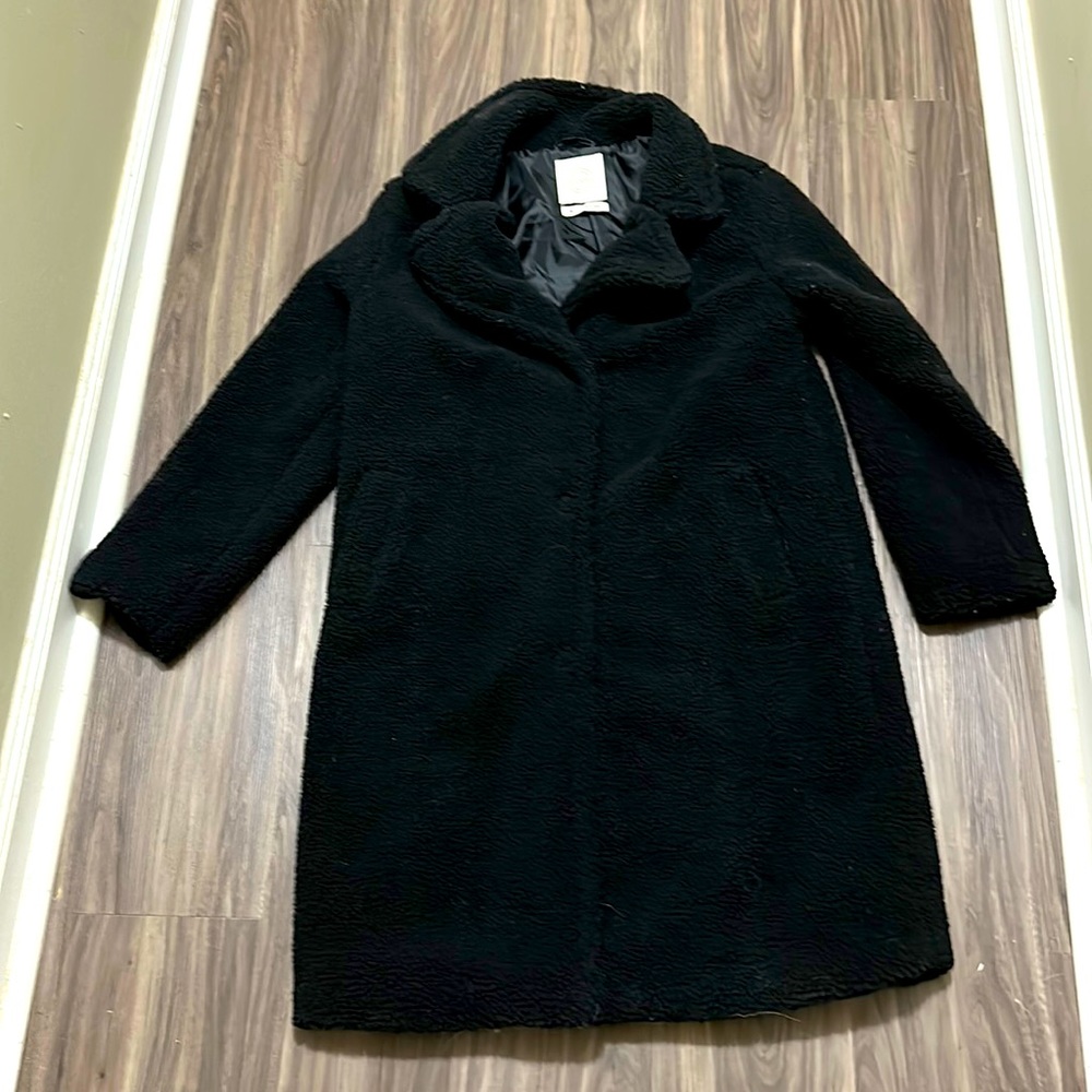 Stoosh Black Sherpa Trench Coat - Picture 1 of 7